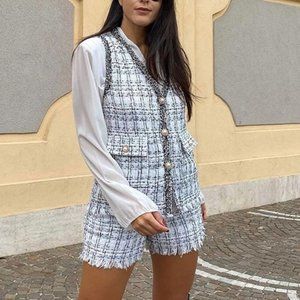 CHIC AS EVER TWEED VEST & SHORTS SET